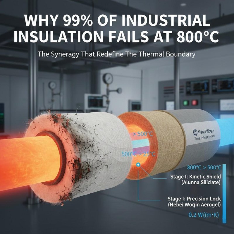 Hebei Woqin's Tiered Defense System: A composite insulation design featuring Alumina Silicate Kinetic Shield and Aerogel Precision Lock for 800°C industrial applications.